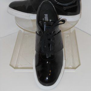 PUMA BLACK PATENT LEATHER LACE UP ATHLETIC SHOES SIZE 12 MEDIUM
